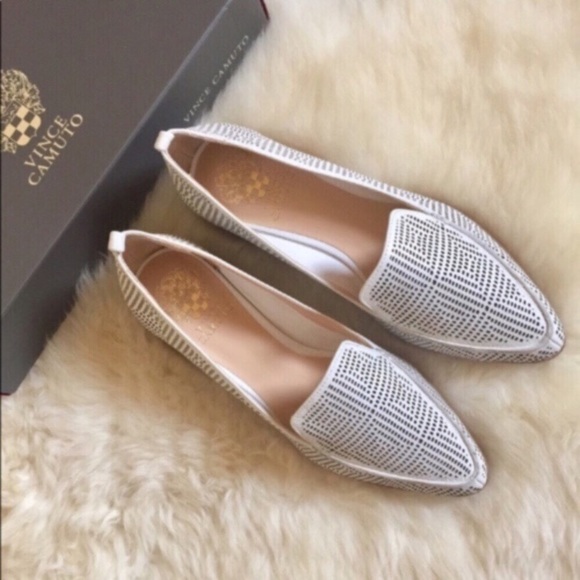 Vince Camuto Shoes - Vince Camuto Kandia White Perforated Leather Flats